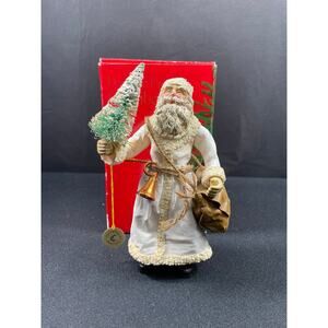 Vintage Clothique by Possible Dreams, Santa, white robe, French Horn & Satchel